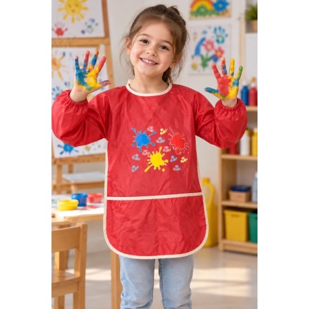 BUBU Çocuklar İçin Renkli Etkinlik Boyama Önlüğü Uzun Kollu 6-8 yaş/8-10 yaş