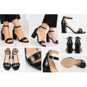 Sole Sisters Siyah Tek Bant 7cm Topuklu Kadın Sandalet SSOYO256-106-37