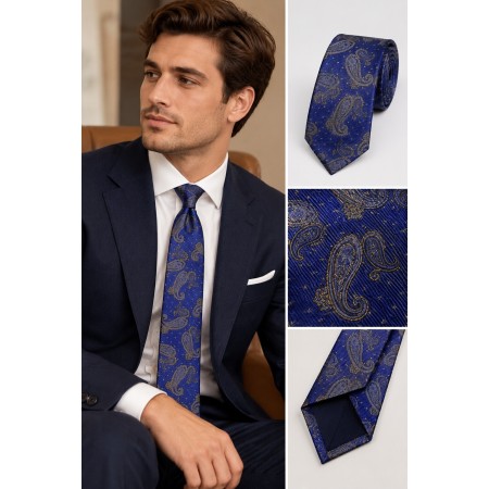 Bisse Men's Navy Patterned Tie - Elegant Accessory