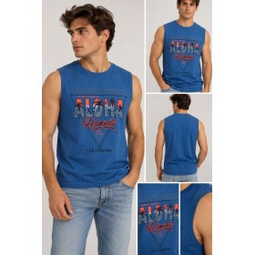 Lee Cooper Men's Sleeveless Blue Slim Fit T-Shirt