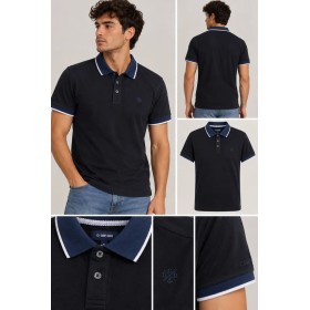 Camp David Siyah Erkek Polo Yaka Tişört
