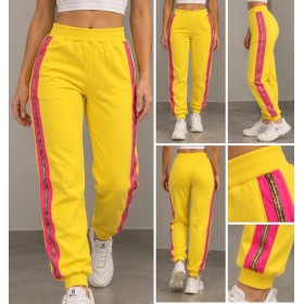 Adventure Kids Girls Sweatpants - Yellow Fuchsia
