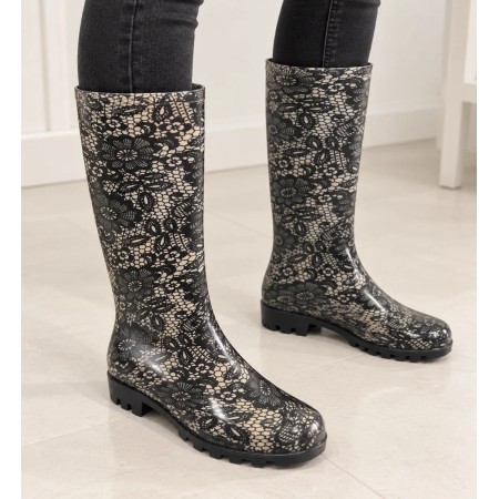 Flo Patterned Long Rain Boots - Style and Comfort