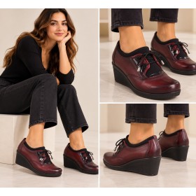 Women's Burgundy Leather Oxford Shoes - Stylish and Comfortable