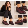 Women's Burgundy Leather Oxford Shoes - Stylish and Comfortable