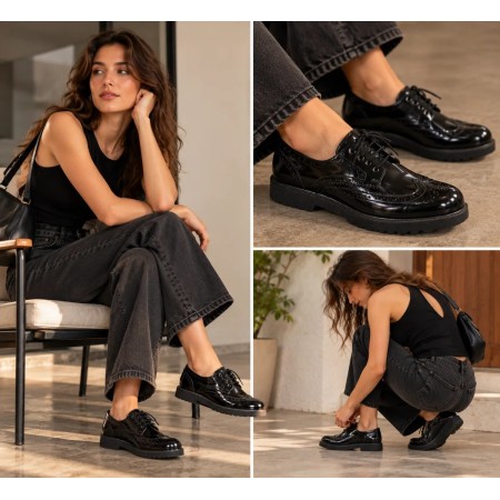 Punto Siyah Parlak Kadın Ayakkabısı 642269