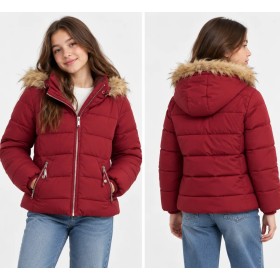 BERSHKA Kışlık Şişme Mont  Kapşonu Kürk Detaylı