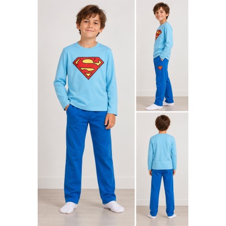 June Erkek Çocuk Superman Lisanslı Penye Pijama Takımı